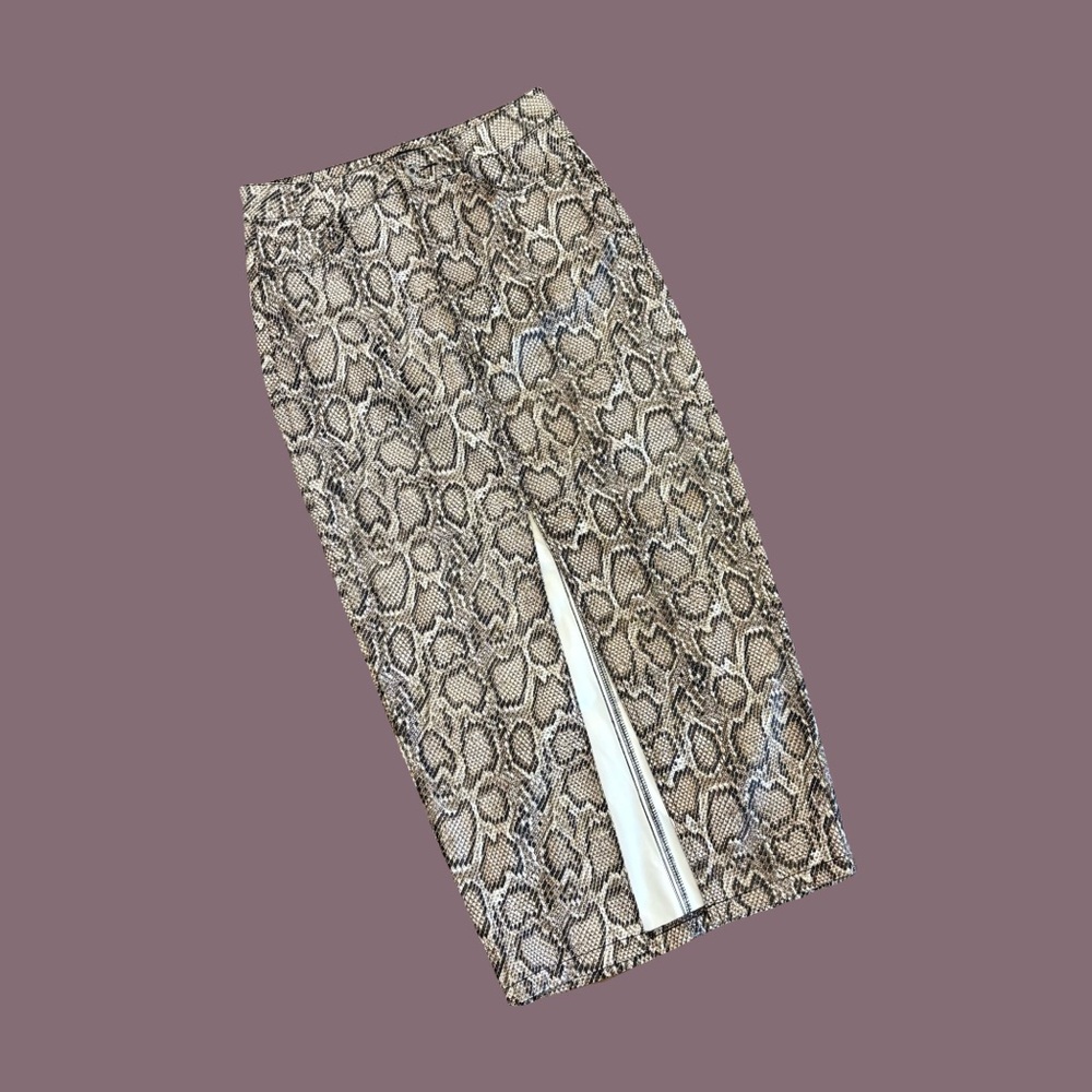 Missguided Midaxi Skirt Split Front Snake Print Skirt - Picture 11 of 11